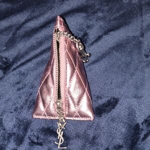 Saint Laurent Pink Quilted Keychain Pouch